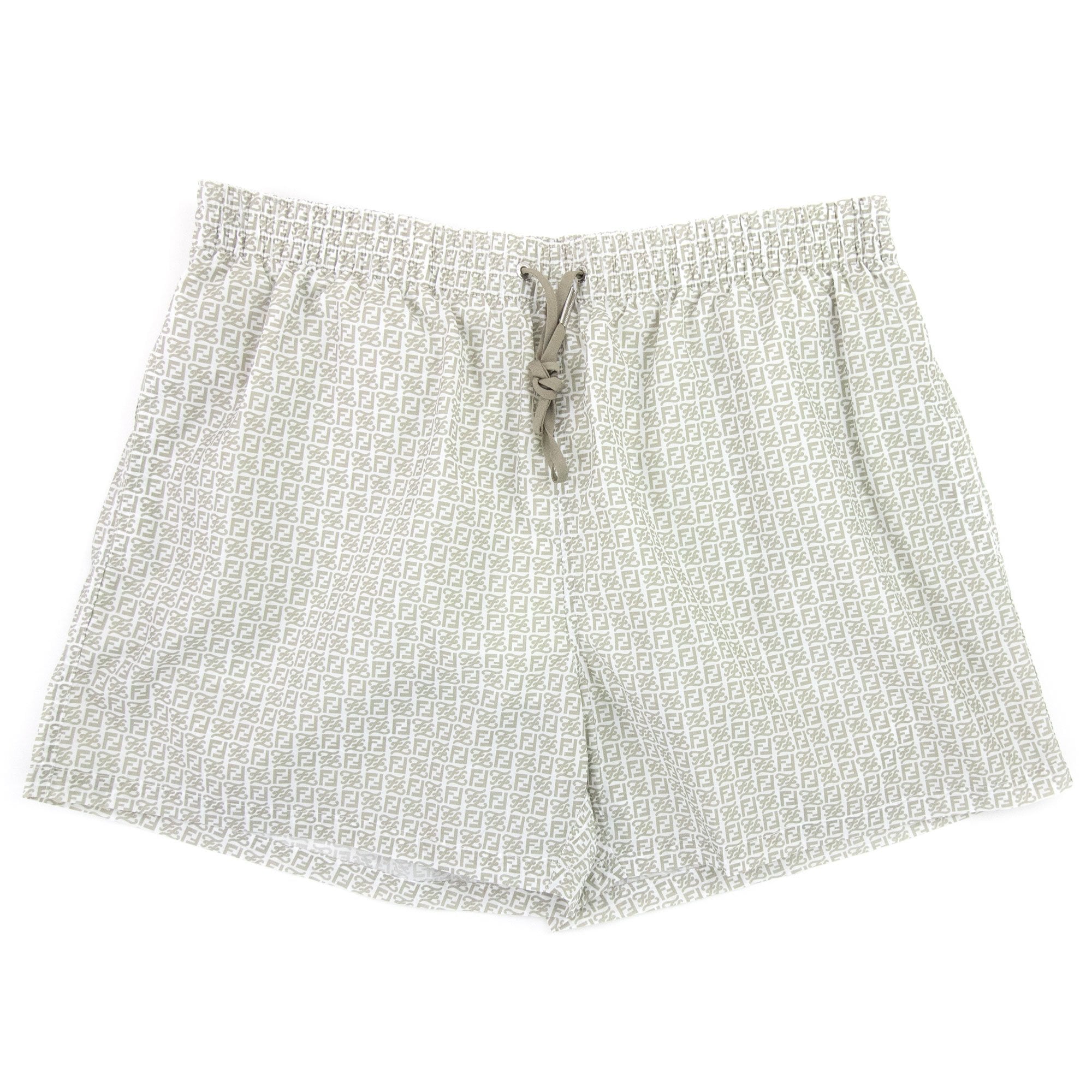 Fendi Ff Kaligraphy Print Swim Shorts Brown