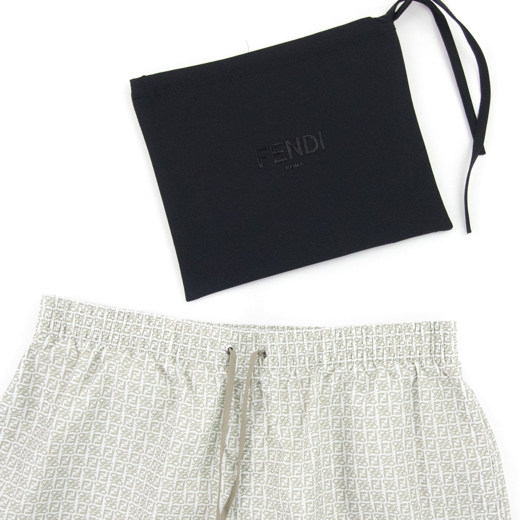 Fendi Ff Kaligraphy Print Swim Shorts Brown