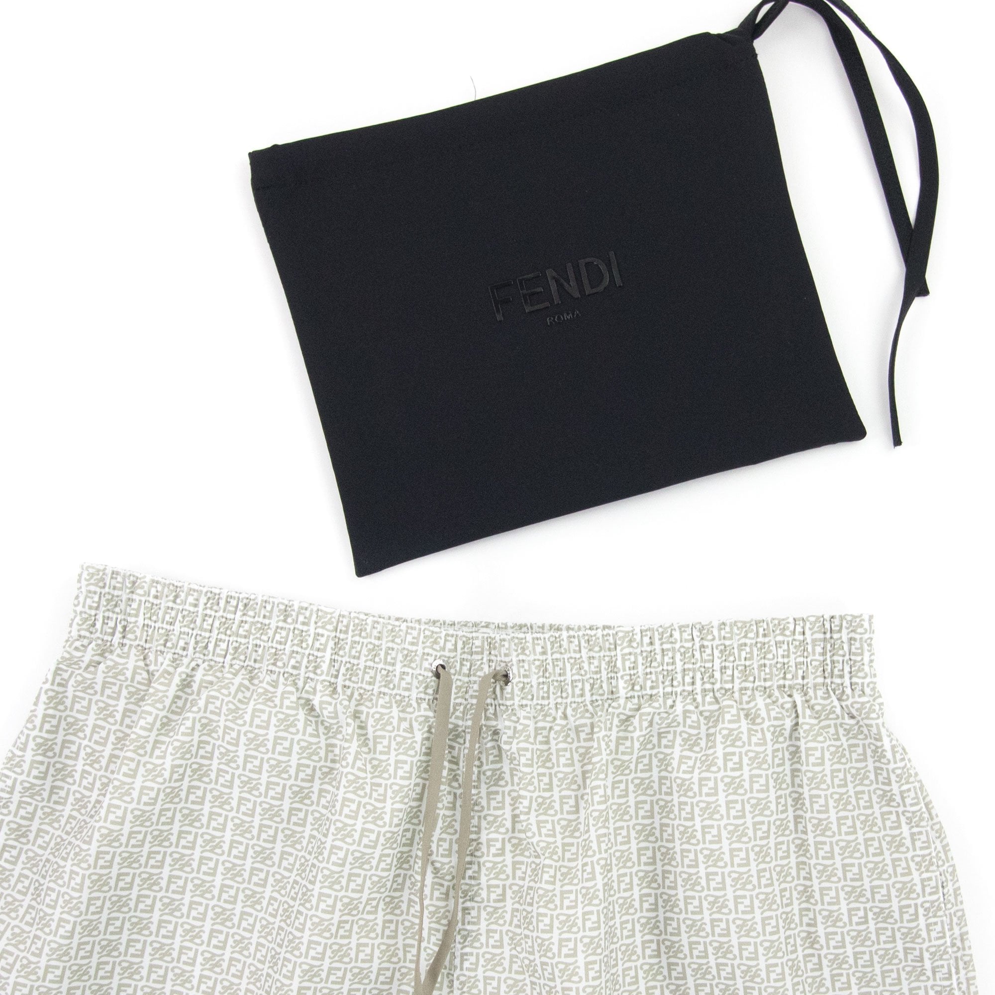 Fendi Ff Kaligraphy Print Swim Shorts Brown