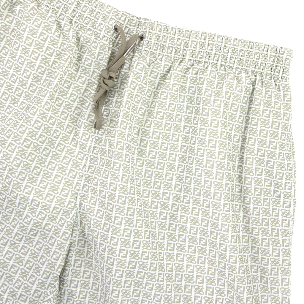 Fendi Ff Kaligraphy Print Swim Shorts Brown