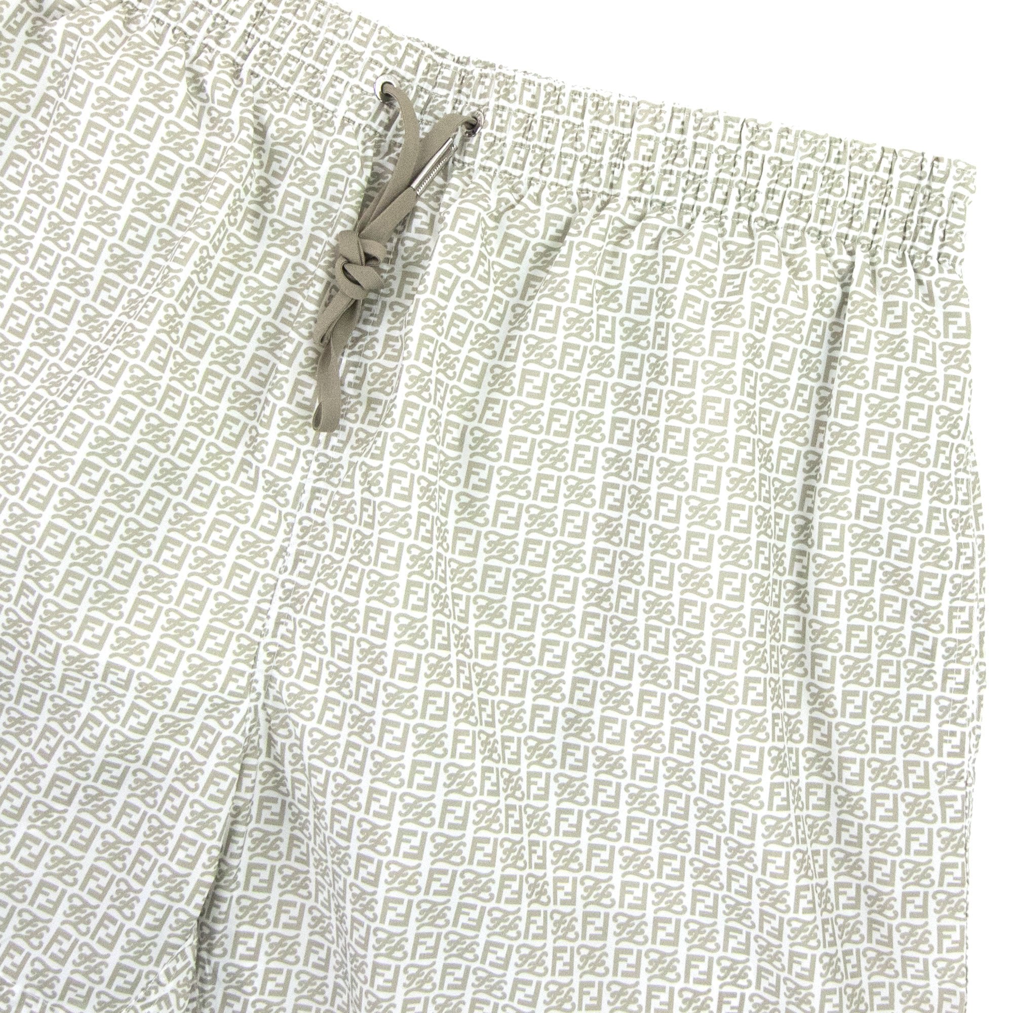 Fendi Ff Kaligraphy Print Swim Shorts Brown