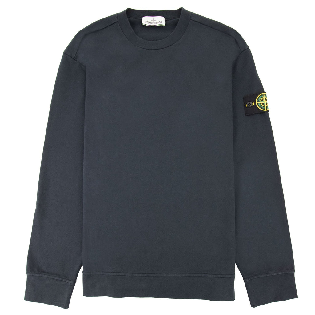 Stone Island Garment Dyed Heavy Cotton Sweater Navy Blue V0020