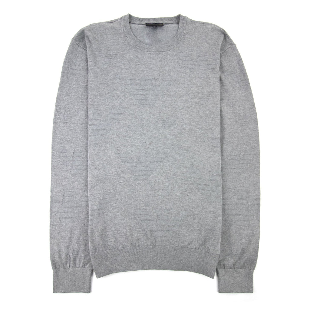 Emporio Armani All Over Logo Printed Knitted Sweatshirt Grey Melange
