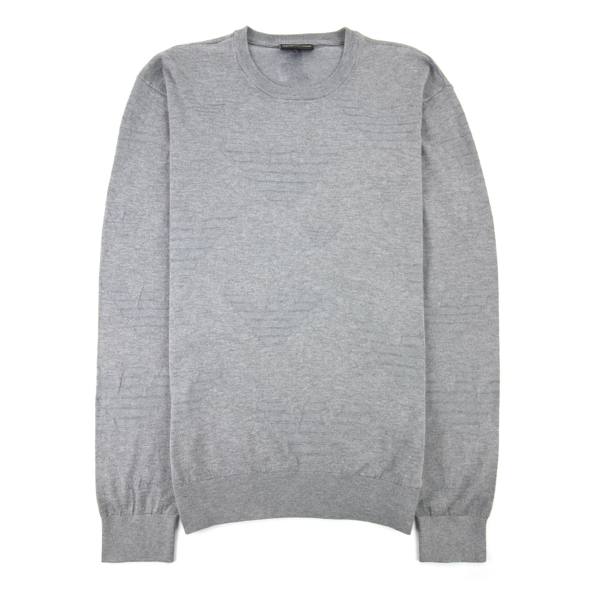 Emporio Armani All Over Logo Printed Knitted Sweatshirt Grey Melange