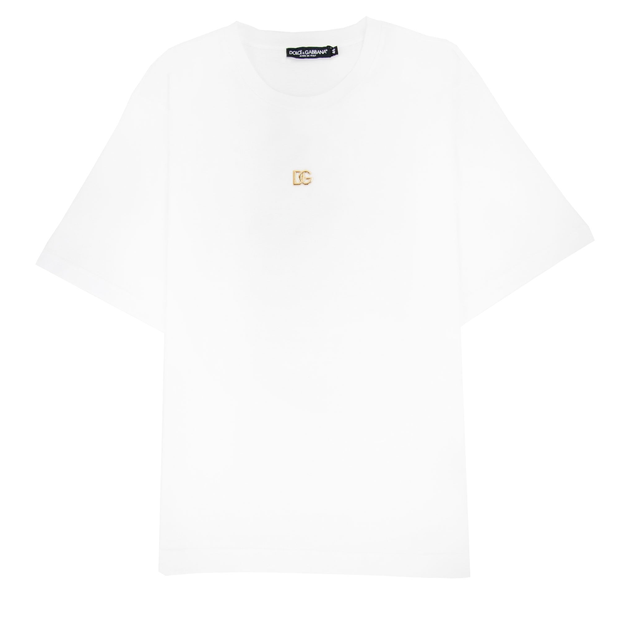 Dolce & Gabbana Cotton T-shirt With Metallic Dg Logo White
