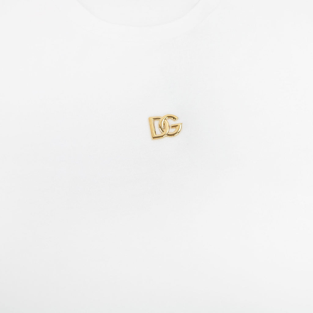 Dolce & Gabbana Cotton T-shirt With Metallic Dg Logo White