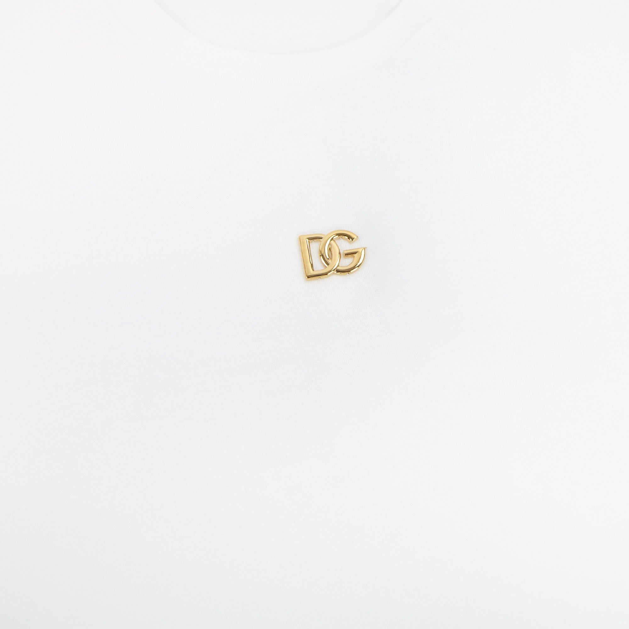 Dolce & Gabbana Cotton T-shirt With Metallic Dg Logo White