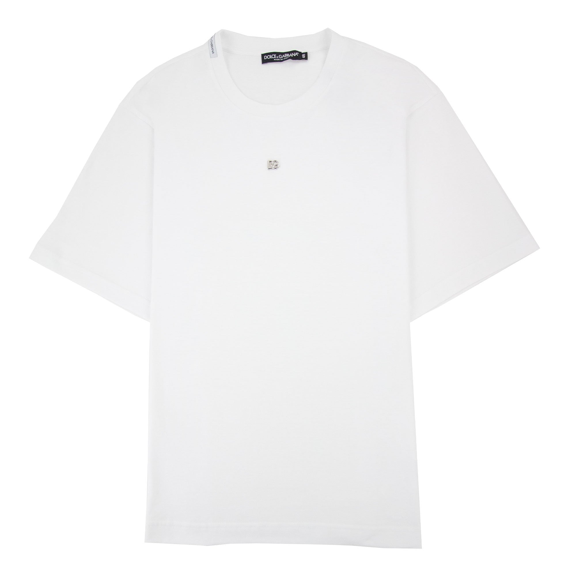 Dolce & Gabbana Cotton T-shirt With Metal Dg Logo White