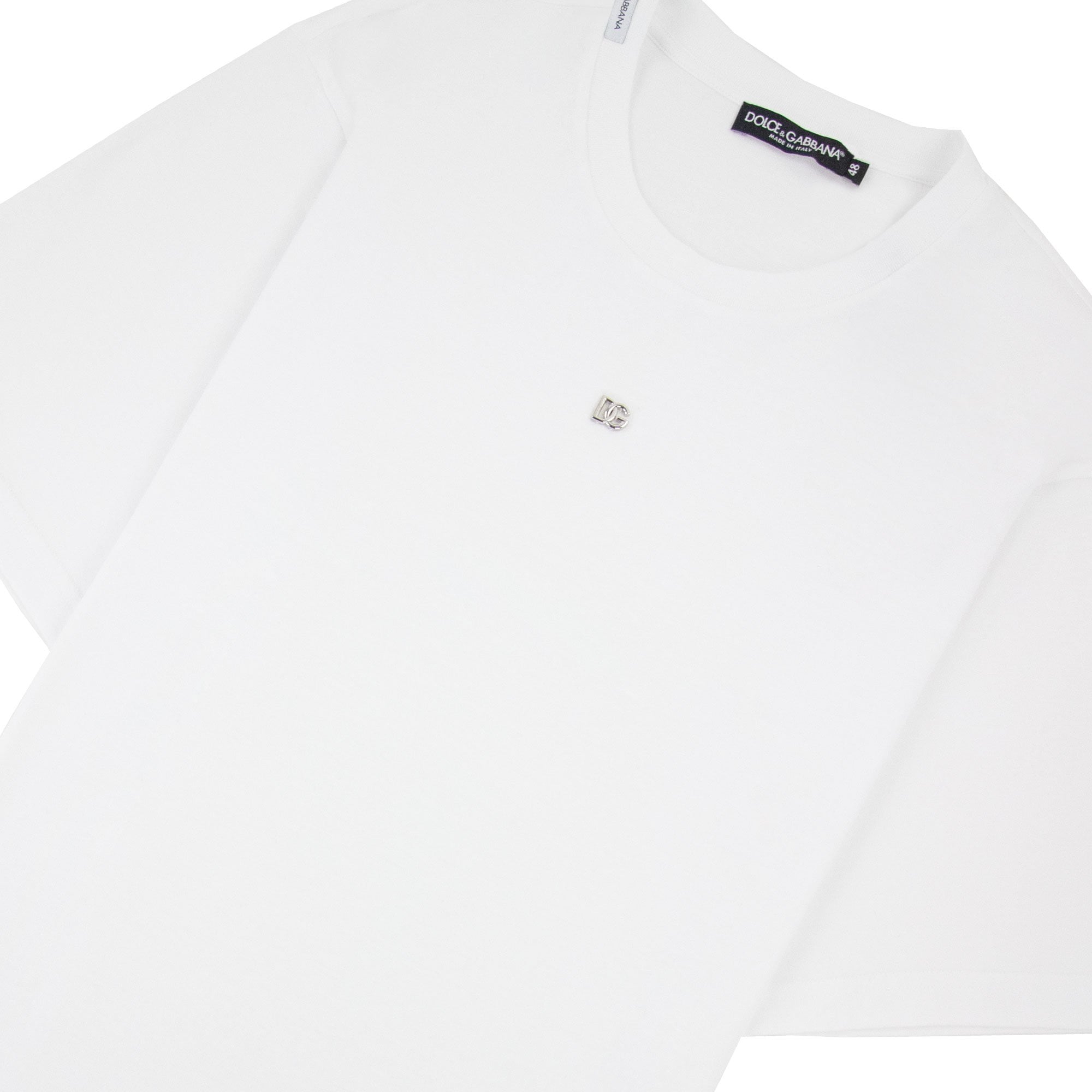 Dolce & Gabbana Cotton T-shirt With Metal Dg Logo White