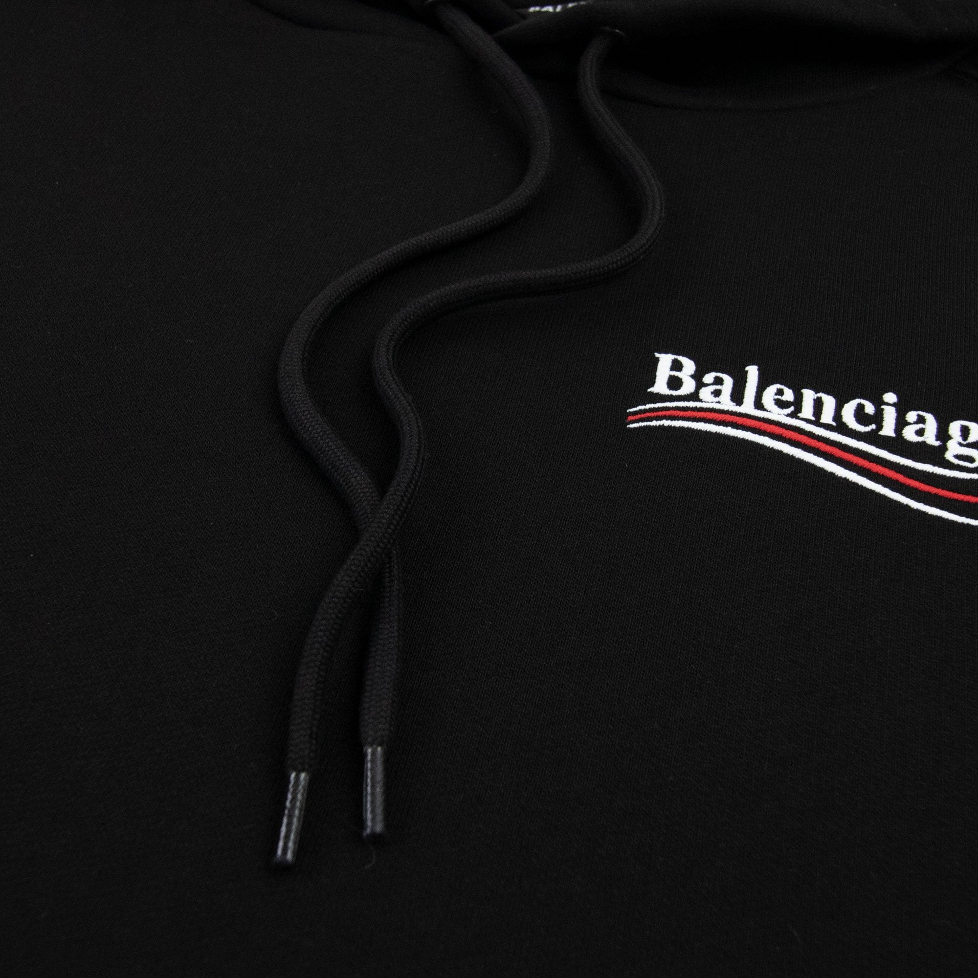 Balenciaga Political Campaign Embroidery Hoodie Black