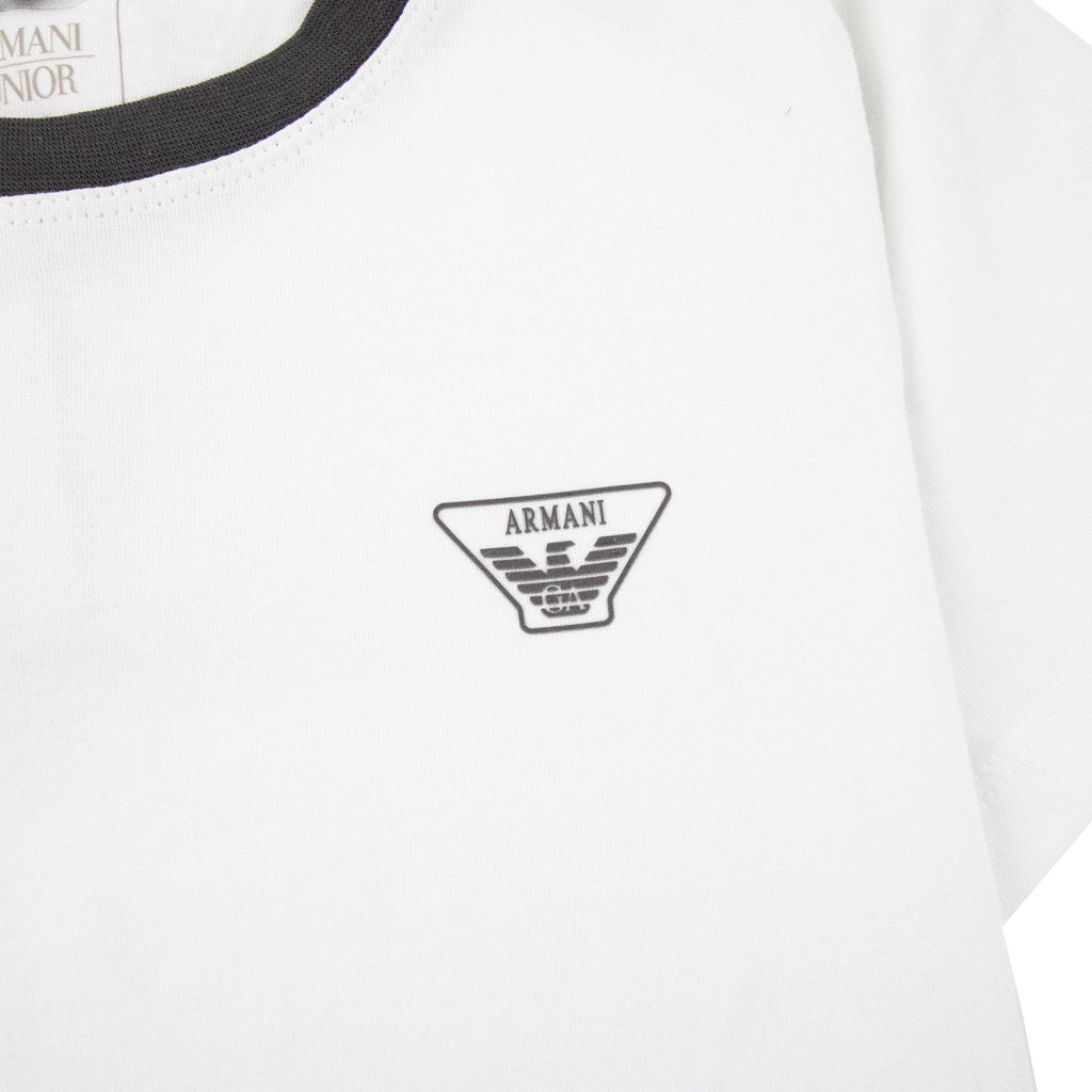 Armani Junior Rubber Logo S/s Crew T Shirt Bianco