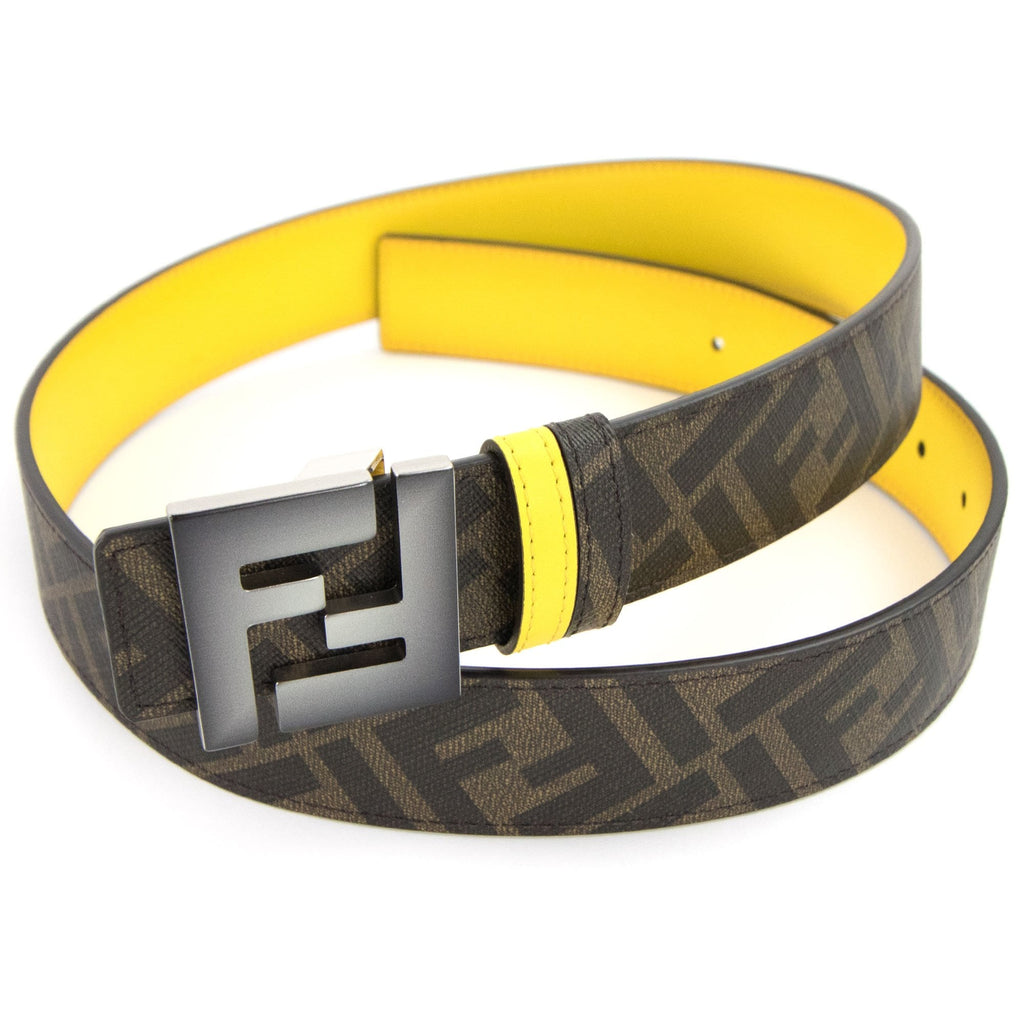 Fendi Ff Logo Reversible Belt Yellow