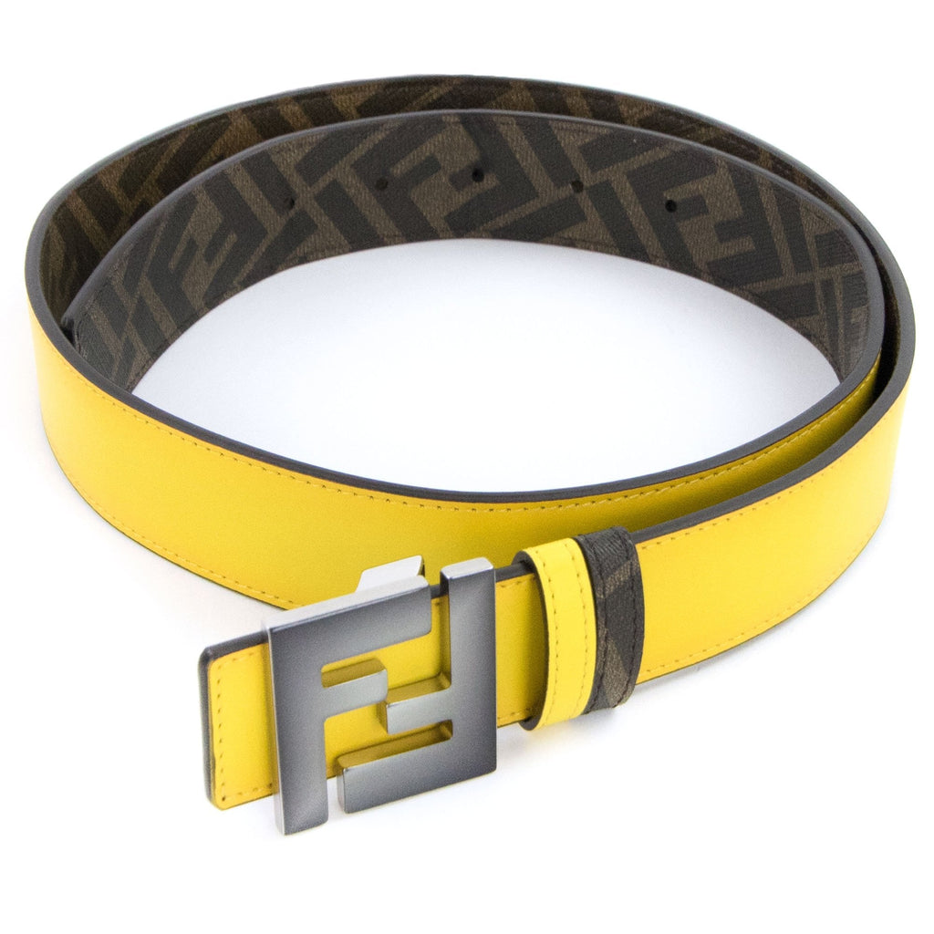 Fendi Ff Logo Reversible Belt Yellow