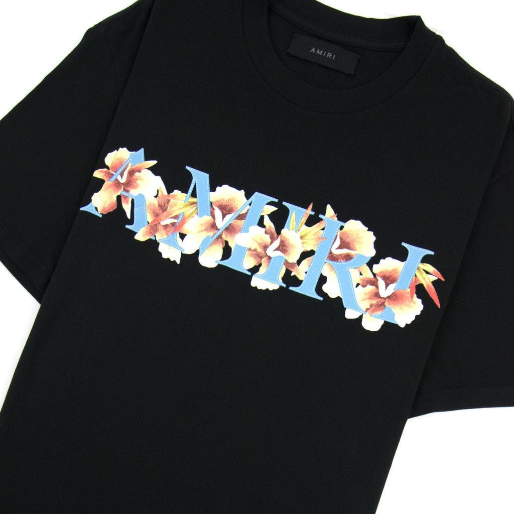 Amiri Hibiscus Logo Tee Black