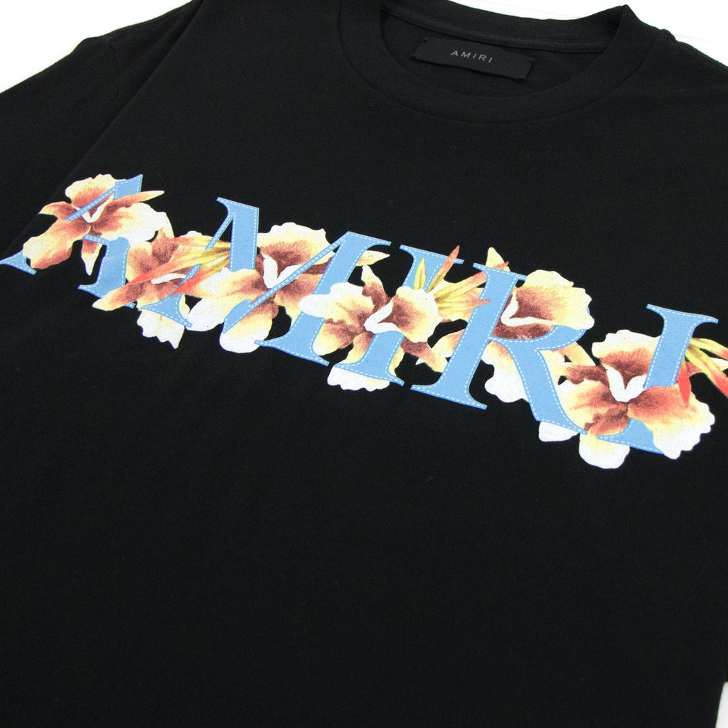 Amiri Hibiscus Logo Tee Black