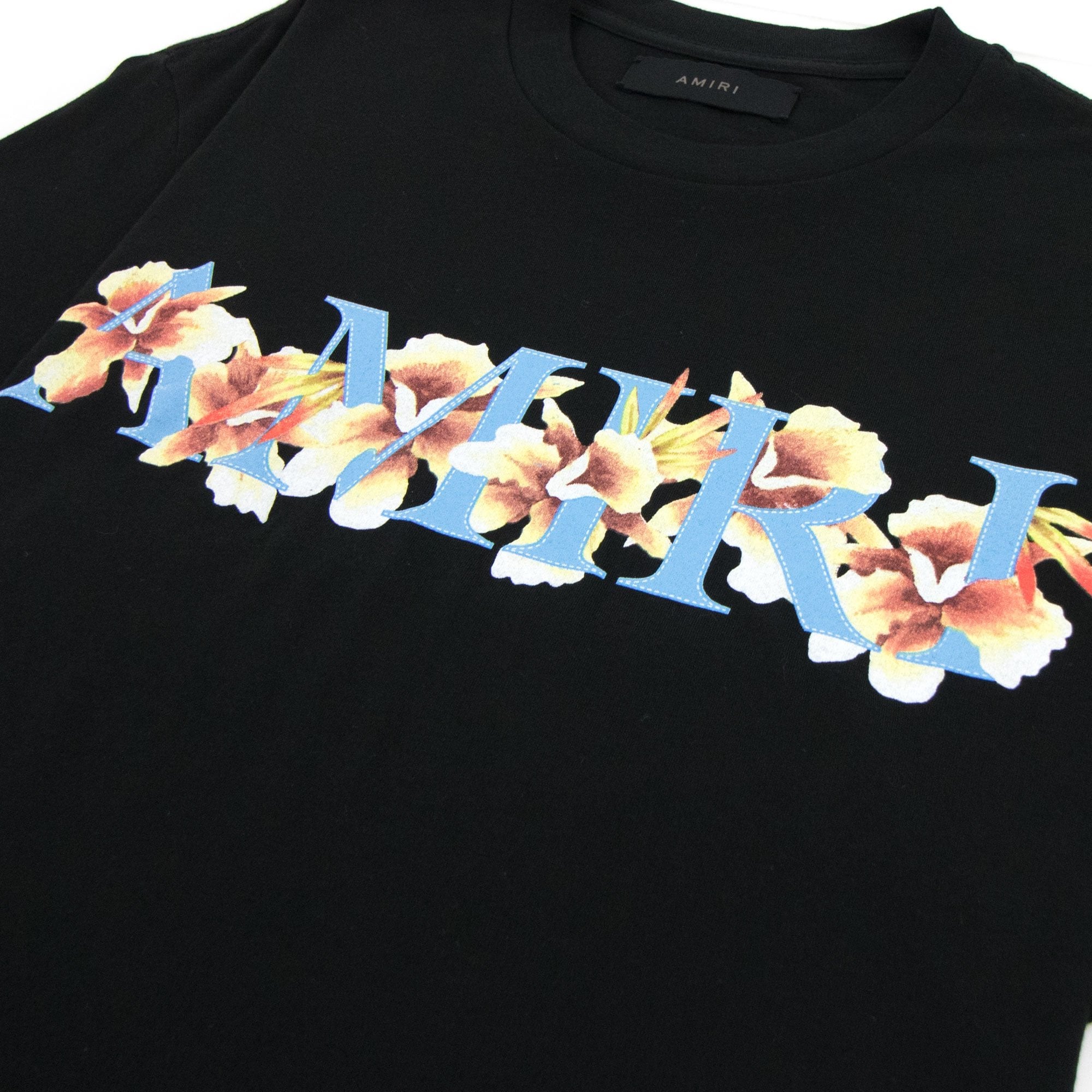 Amiri Hibiscus Logo Tee Black