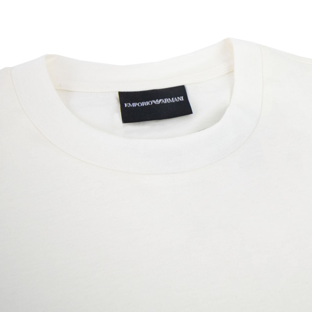 Emporio Armani Jersey T-shirt With Sketch Embroidery And Logo White