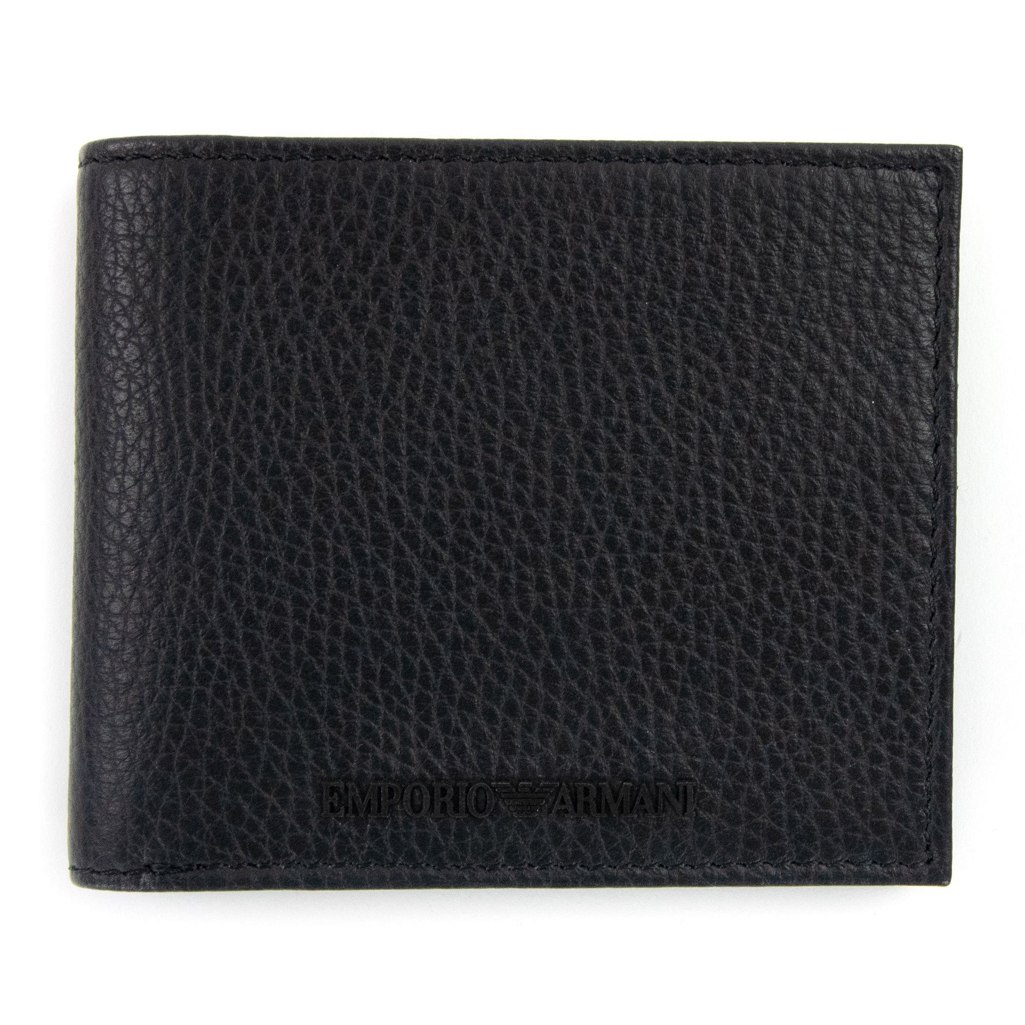 Emporio Armani Tumbled Leather Wallet With Coin Purse Black