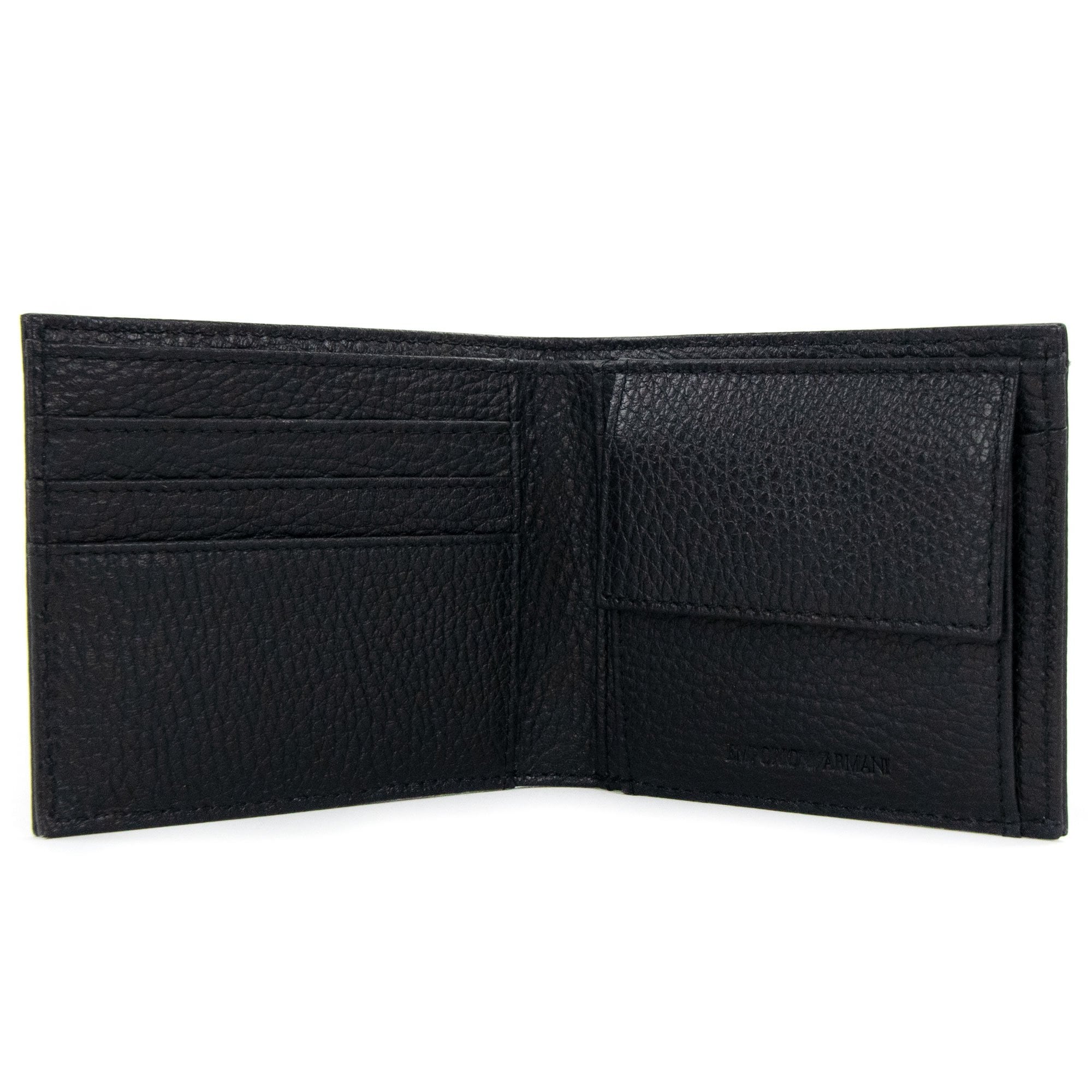 Emporio Armani Tumbled Leather Wallet With Coin Purse Black