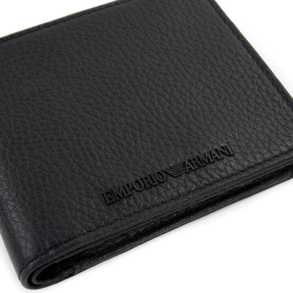 Emporio Armani Tumbled Leather Wallet With Coin Purse Black