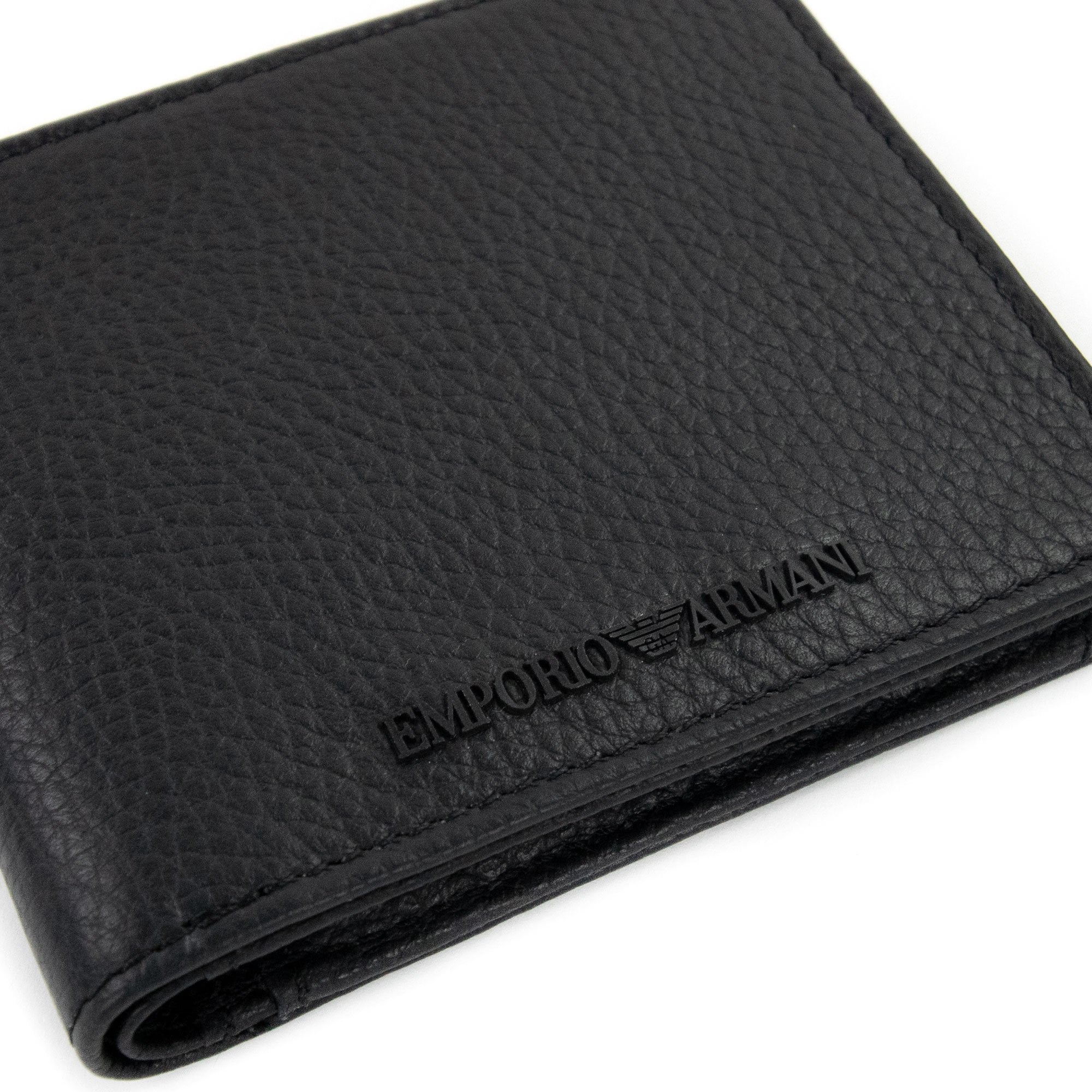 Emporio Armani Tumbled Leather Wallet With Coin Purse Black