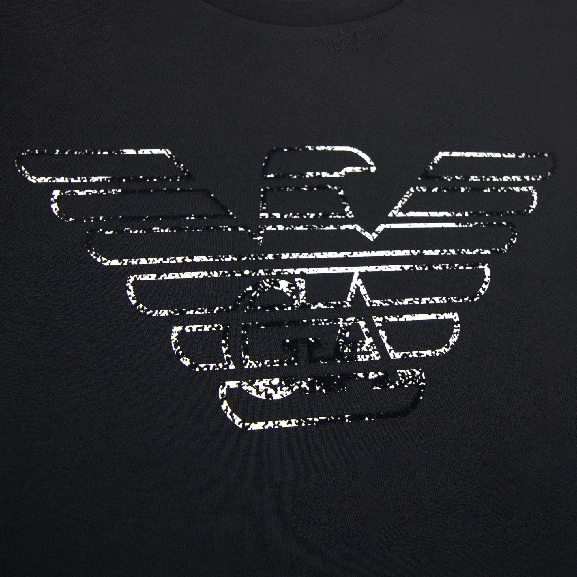 Emporio Armani Double-jersey Sweatshirt With Graffiti Logo Print Black