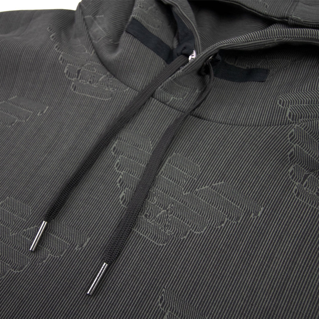 Emporio Armani Hooded Sweatshirt With All-over Op-art Eagle Grey