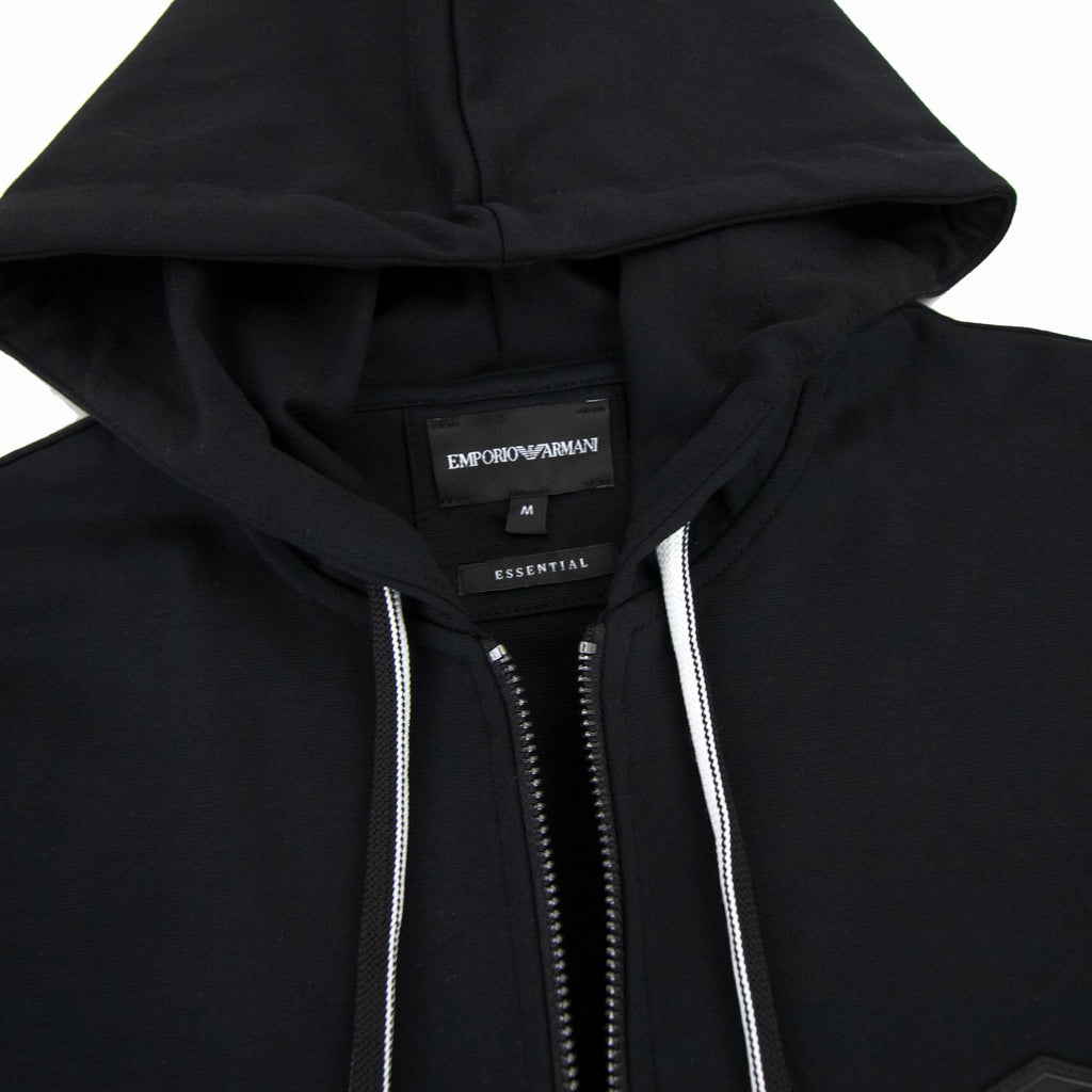 Emporio Armani Hooded Zipped Ponte-di-roma Sweatshirt Nero