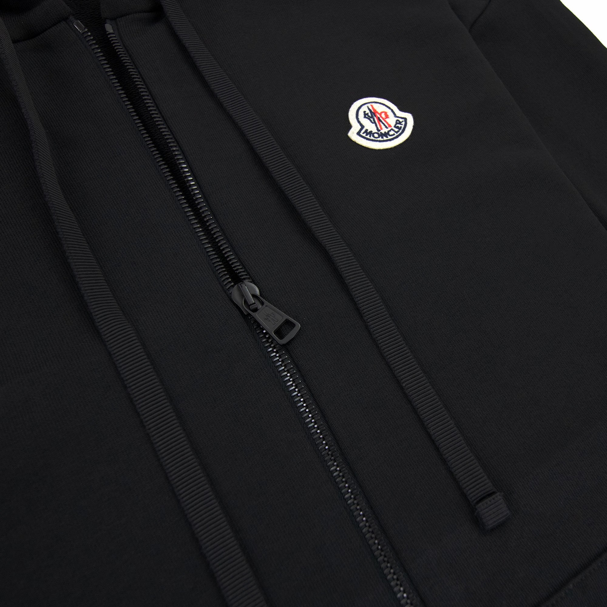 Moncler Tricolour Accent Zip-up Hoodie Black