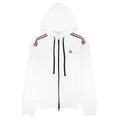 Moncler Tricolour Accent Zip-up Hoodie White