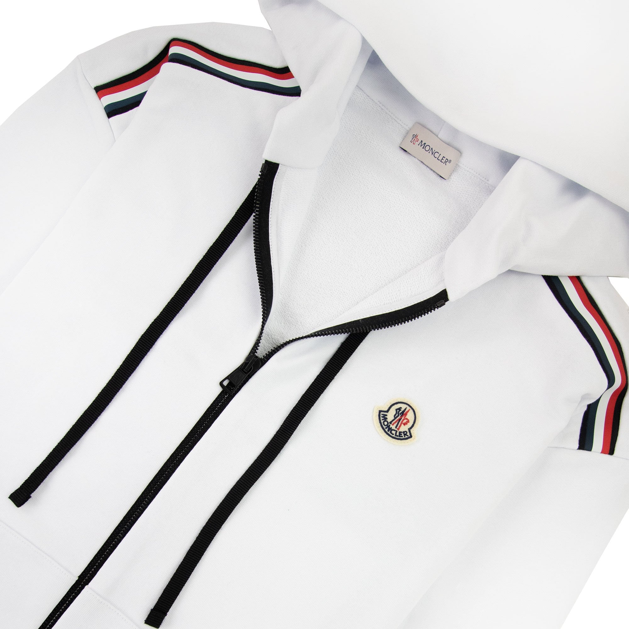 Moncler Tricolour Accent Zip-up Hoodie White – Onu