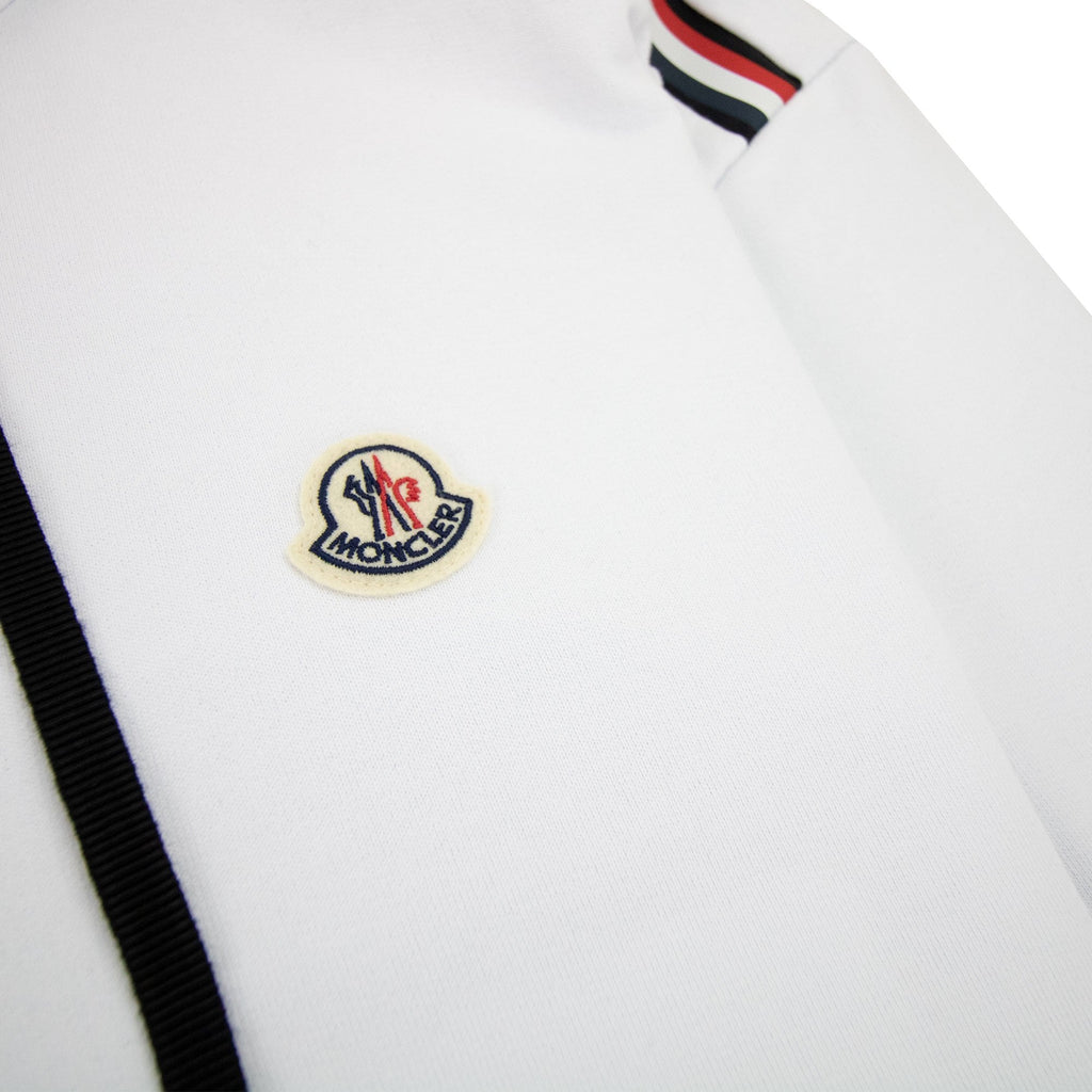 Moncler Tricolour Accent Zip-up Hoodie White