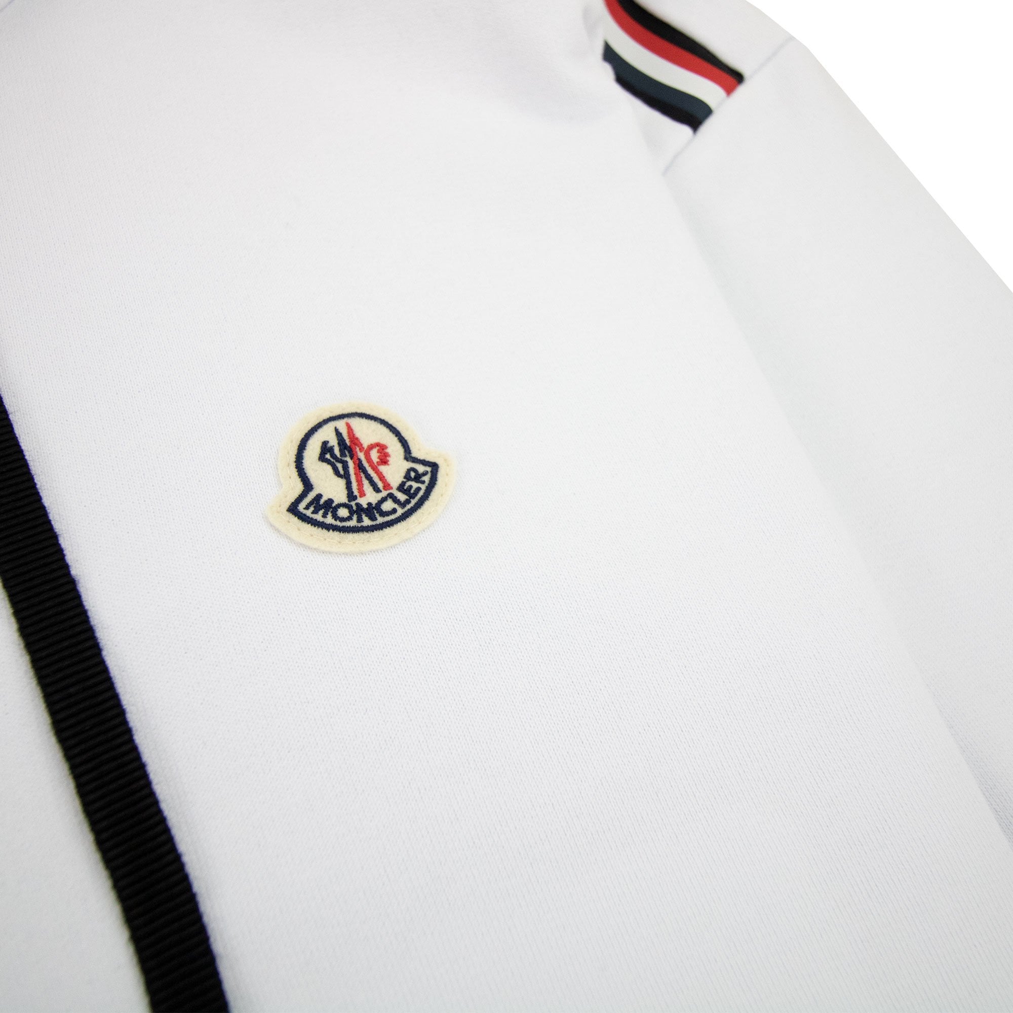 Moncler Tricolour Accent Zip-up Hoodie White