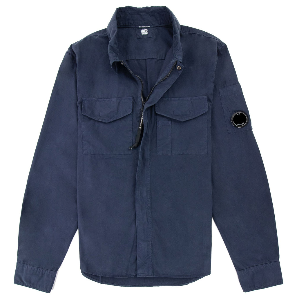 Cp Company Sh079a Emerized Gabardine Utility Shirt Navy 888