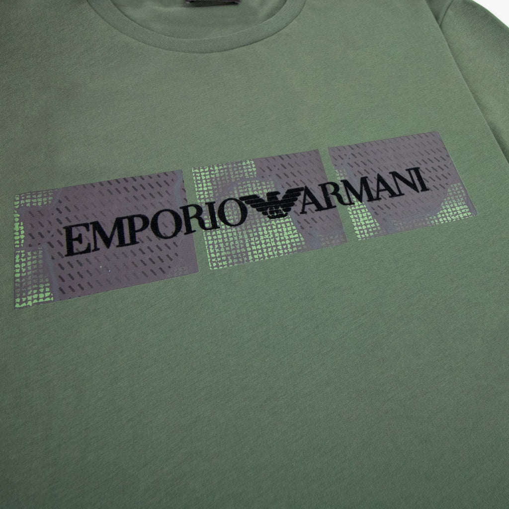 Emporio Armani Felt Logo Crew T-shirt Khaki