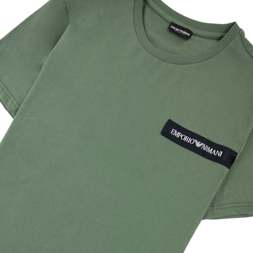 Emporio Armani Crew Neck Logo T Shirt Khaki