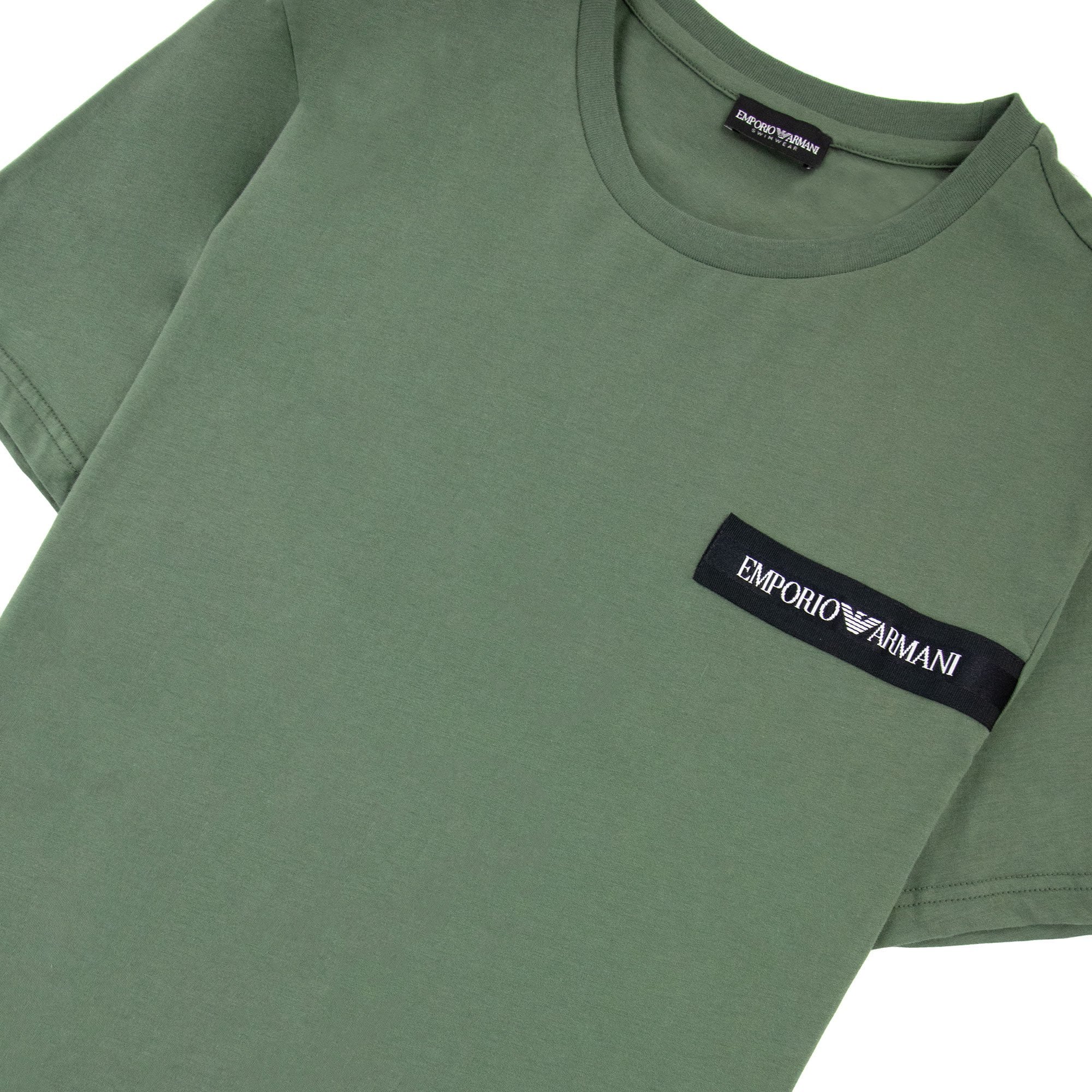 Emporio Armani Crew Neck Logo T Shirt Khaki