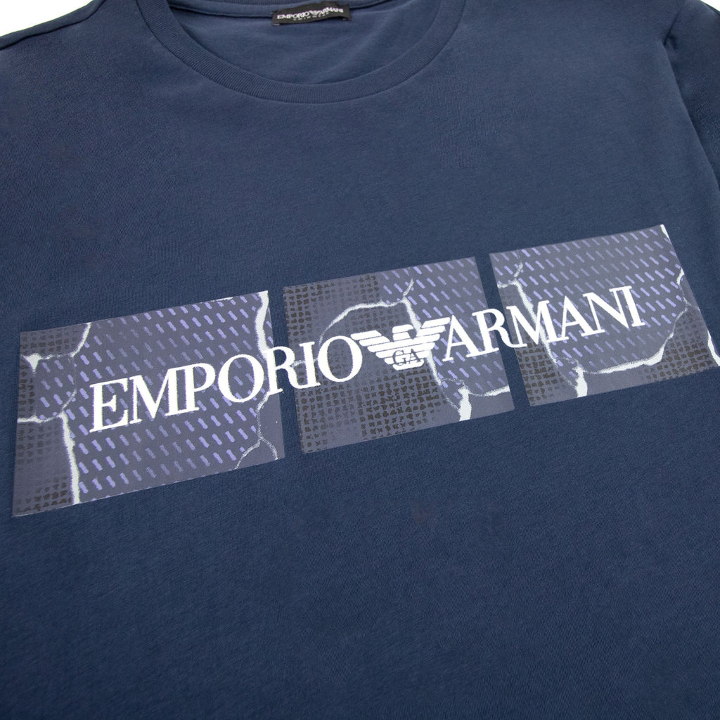 Emporio Armani Felt Logo Crew T-shirt Navy