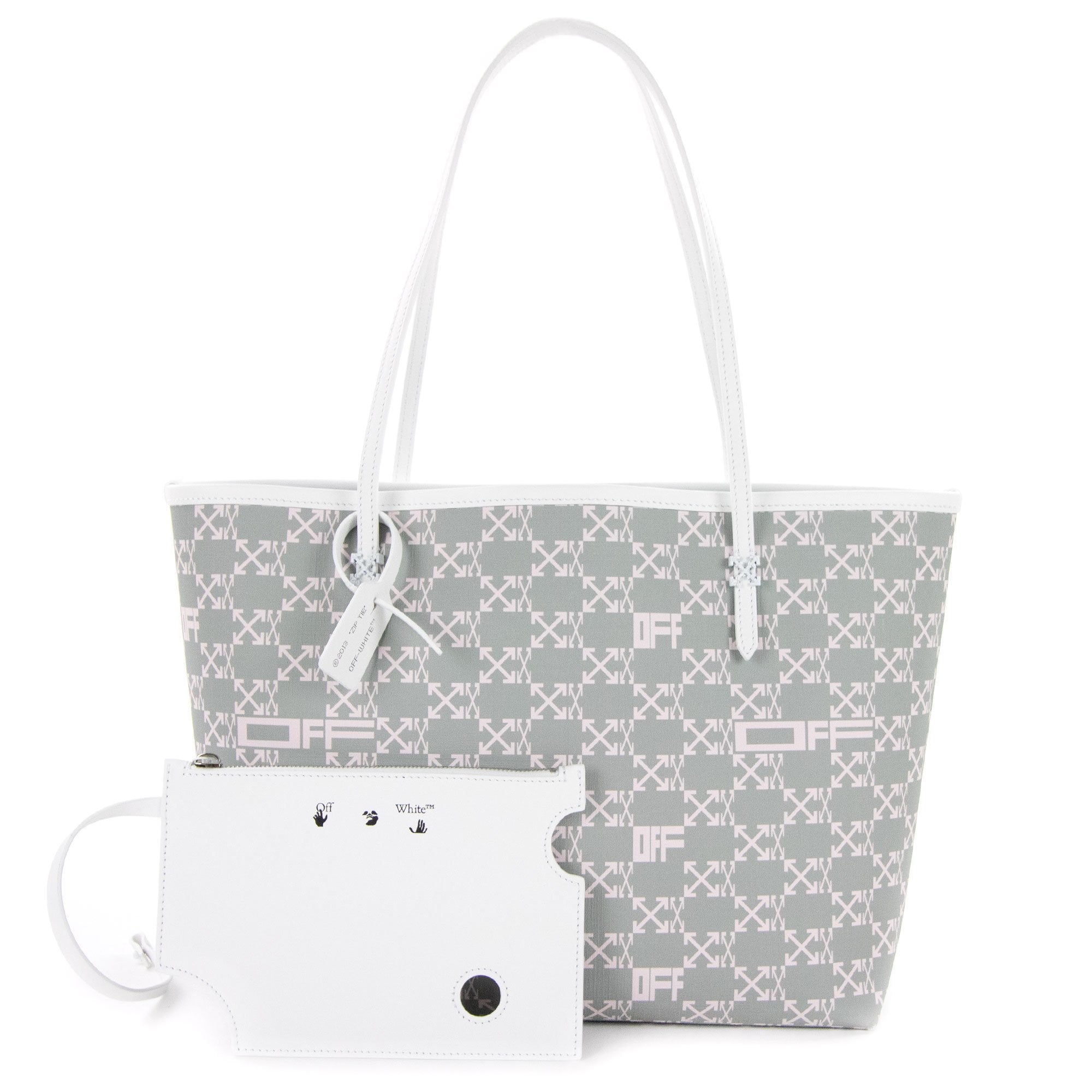 Off White Day Off Tote 33 Monogram Shoulder Bag Grey Pink