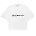Off White Women Geometric Logo Cropped T Shirt White Multi