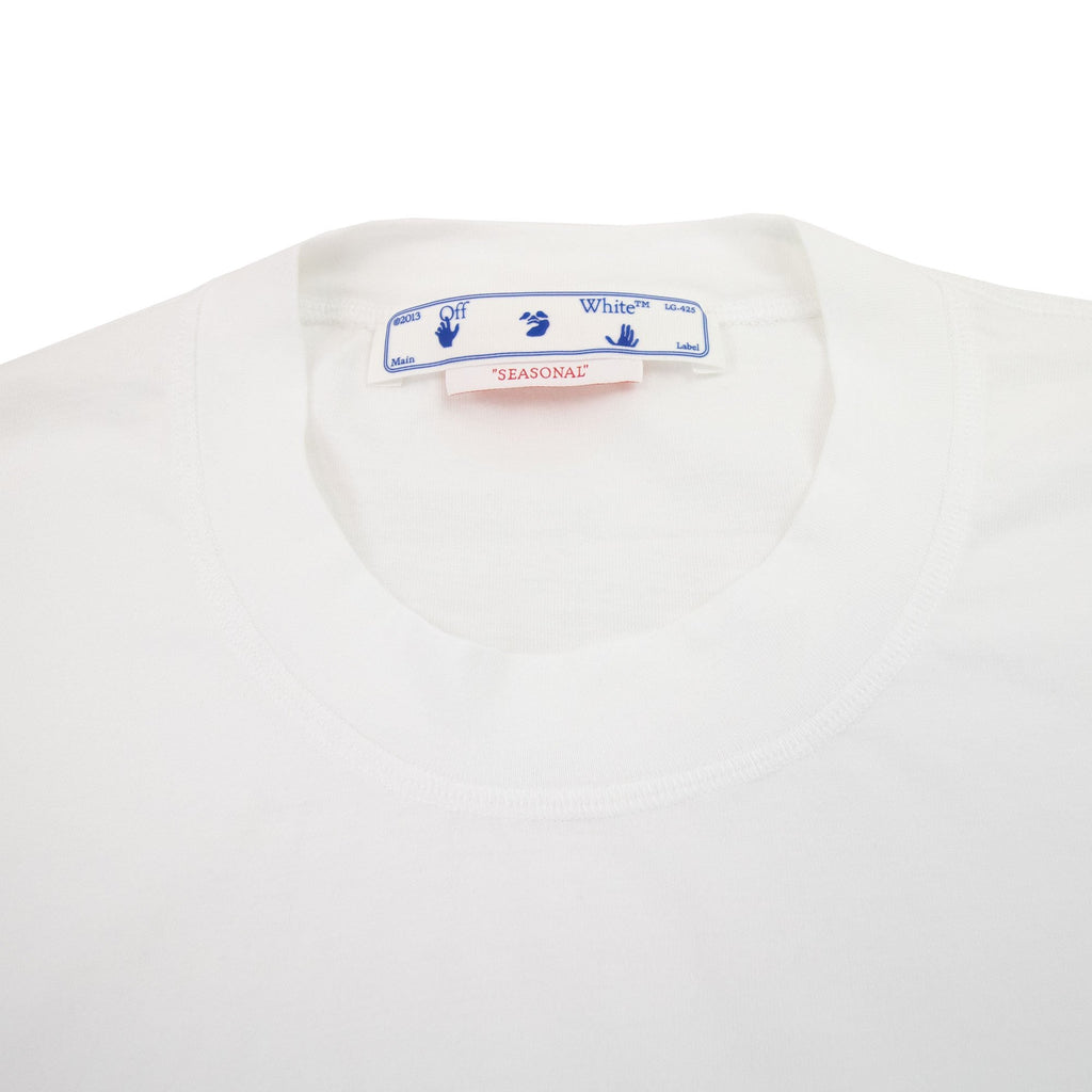 Off White Women Geometric Logo Cropped T Shirt White Multi