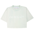 Off White Women Laundry Cropped T Shirt Light Blue