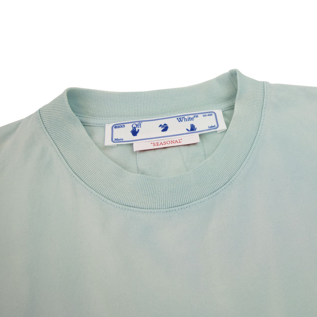 Off White Women Laundry Cropped T Shirt Light Blue