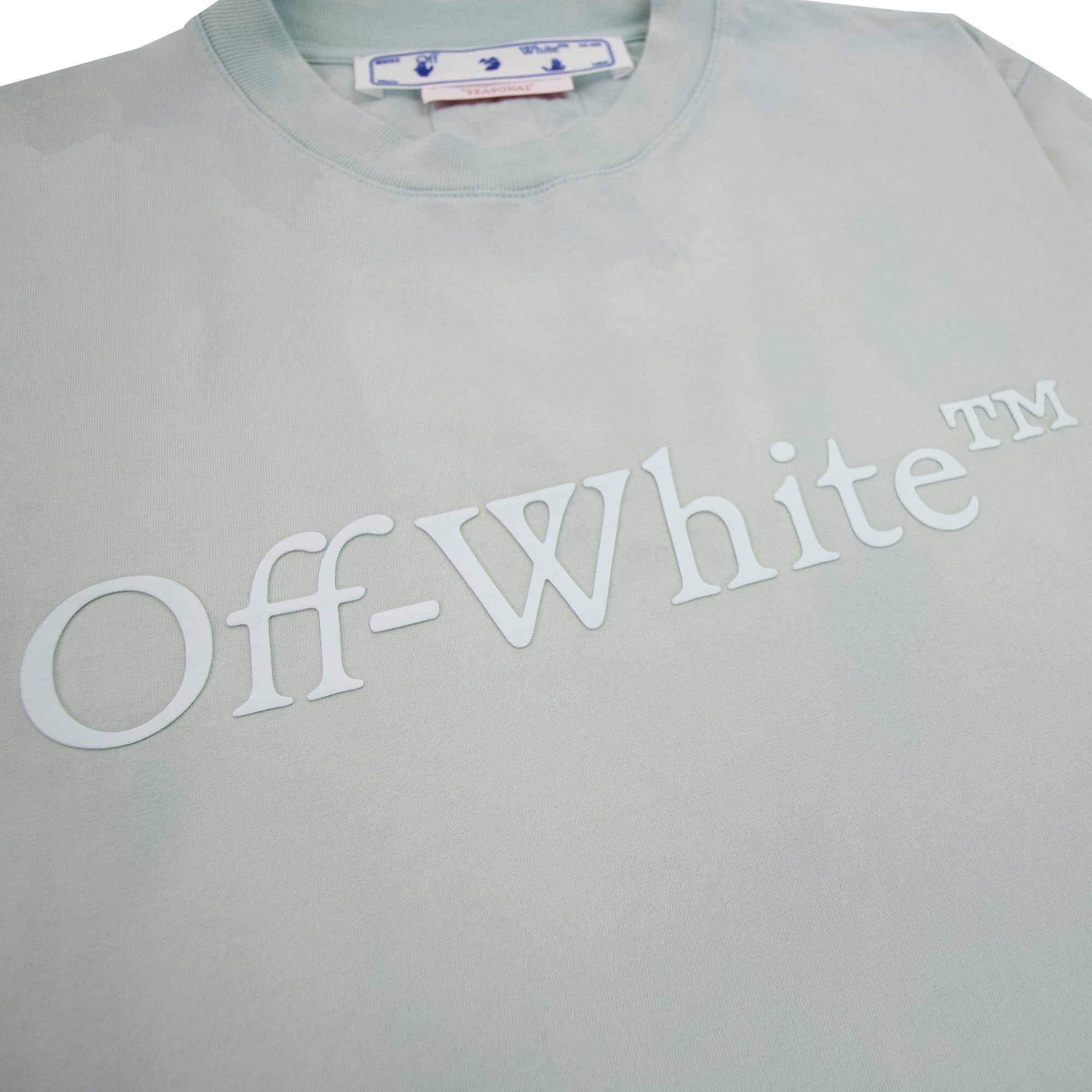 Off White Women Laundry Cropped T Shirt Light Blue