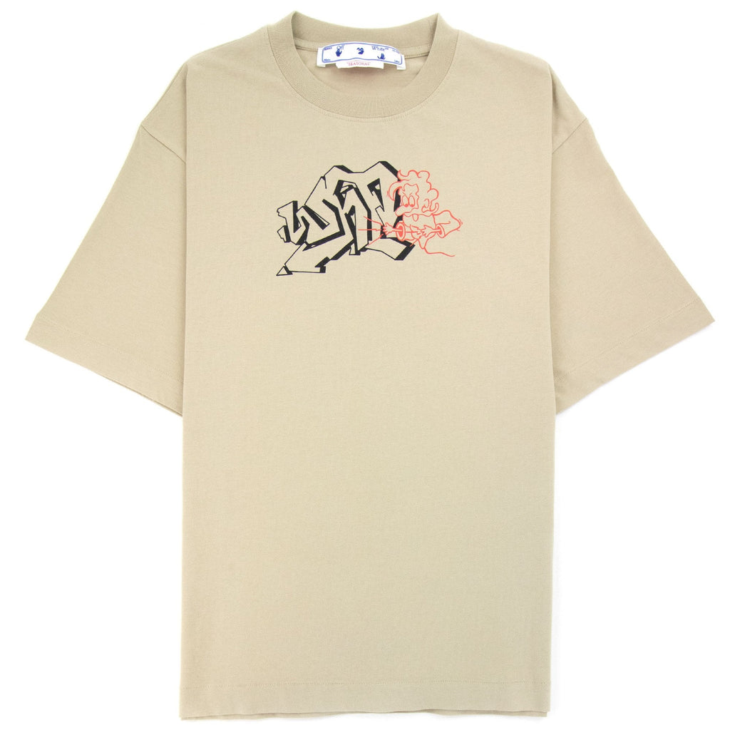 Off White Graf Outline Over Skate T Shirt Dark Sand/Black