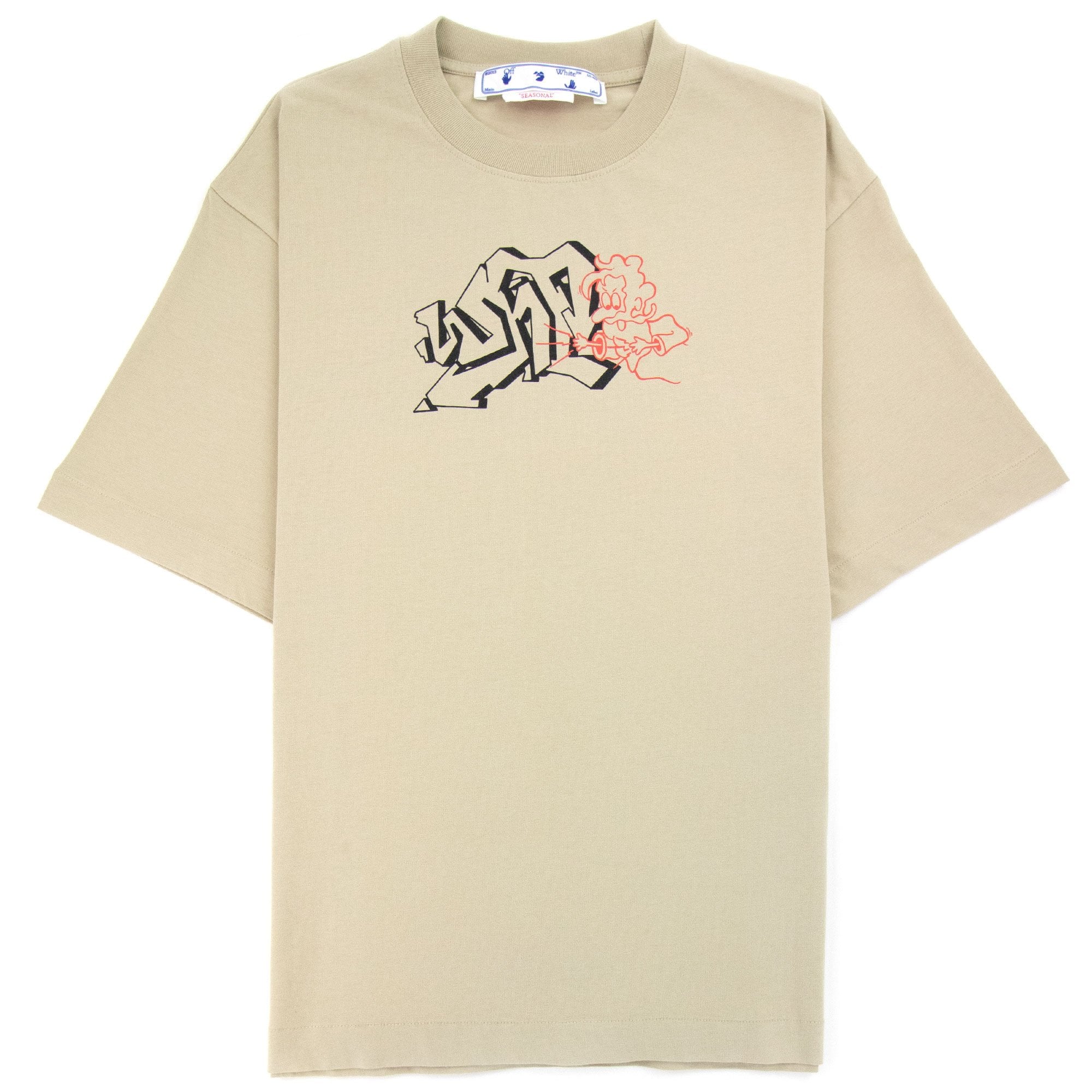 Off White Graf Outline Over Skate T Shirt Dark Sand/Black