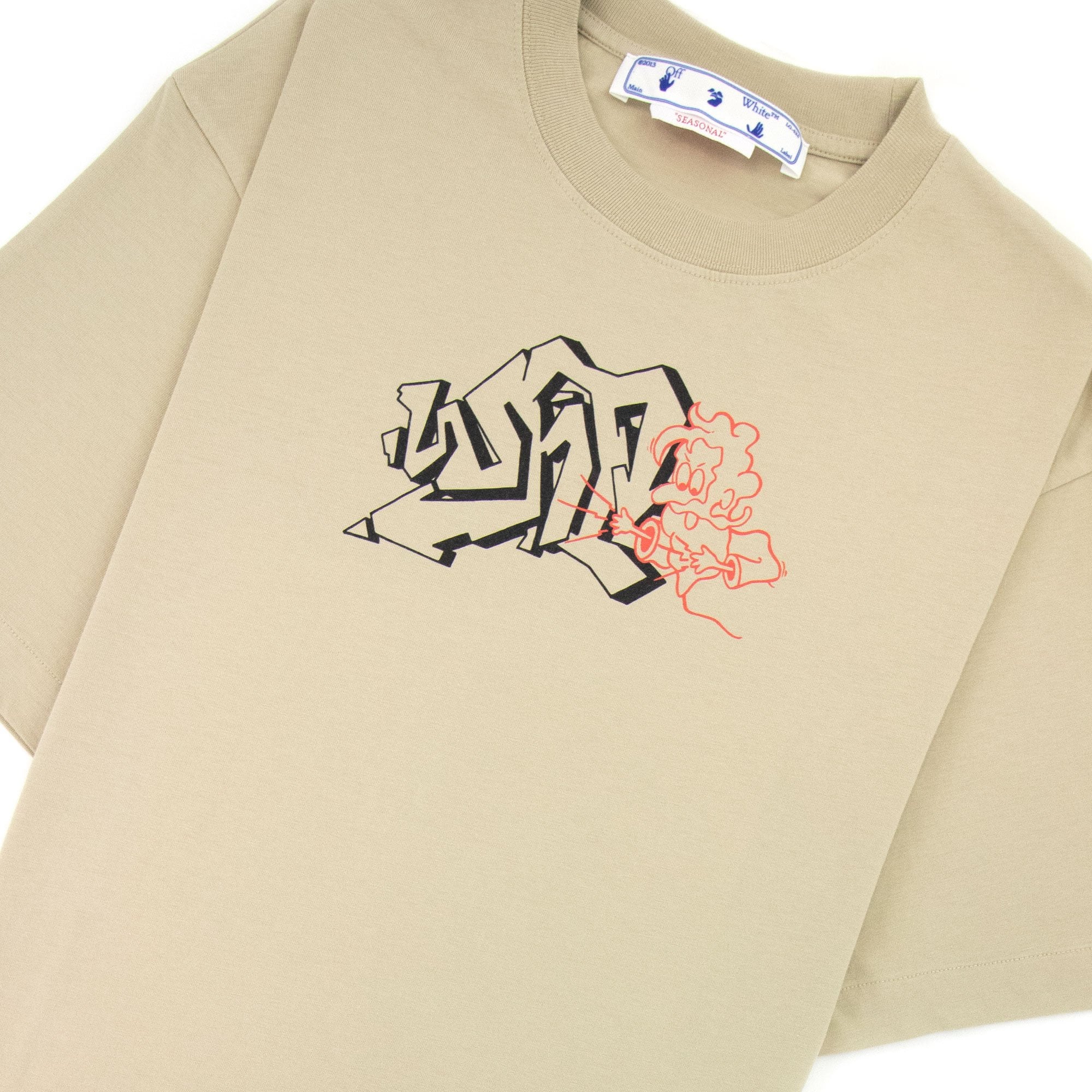 Off White Graf Outline Over Skate T Shirt Dark Sand/Black