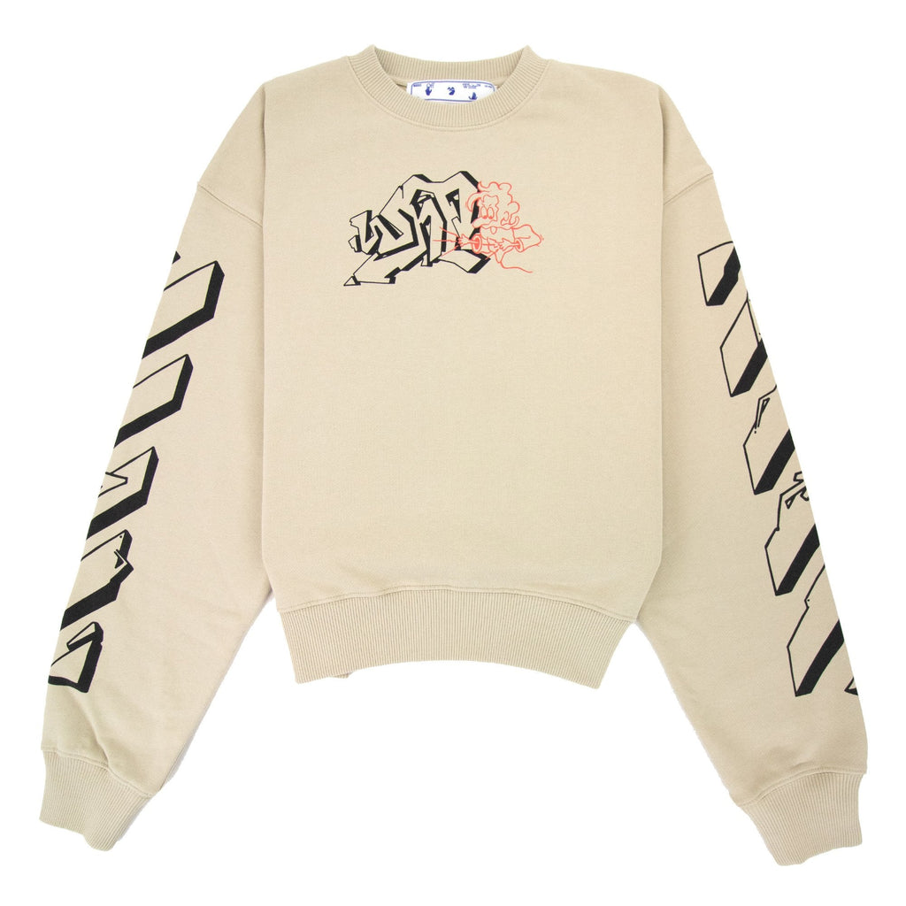 Off White Graff Outline Over Crewneck Sweatshirt Dark Sand/black