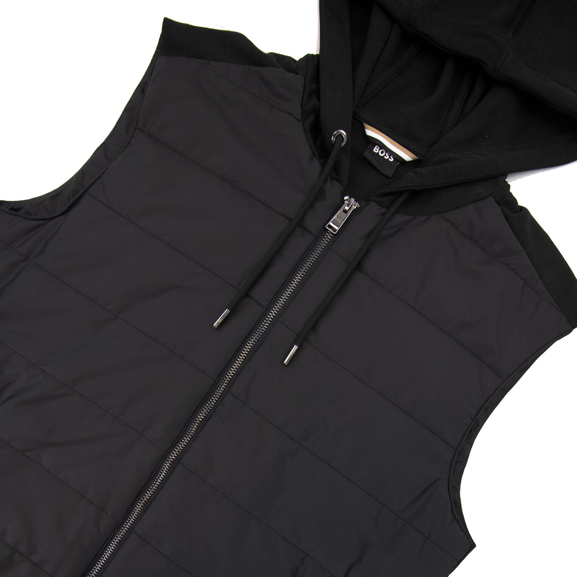 Hugo Boss Regular-fit Gilet In Cotton With Quilted Front Black