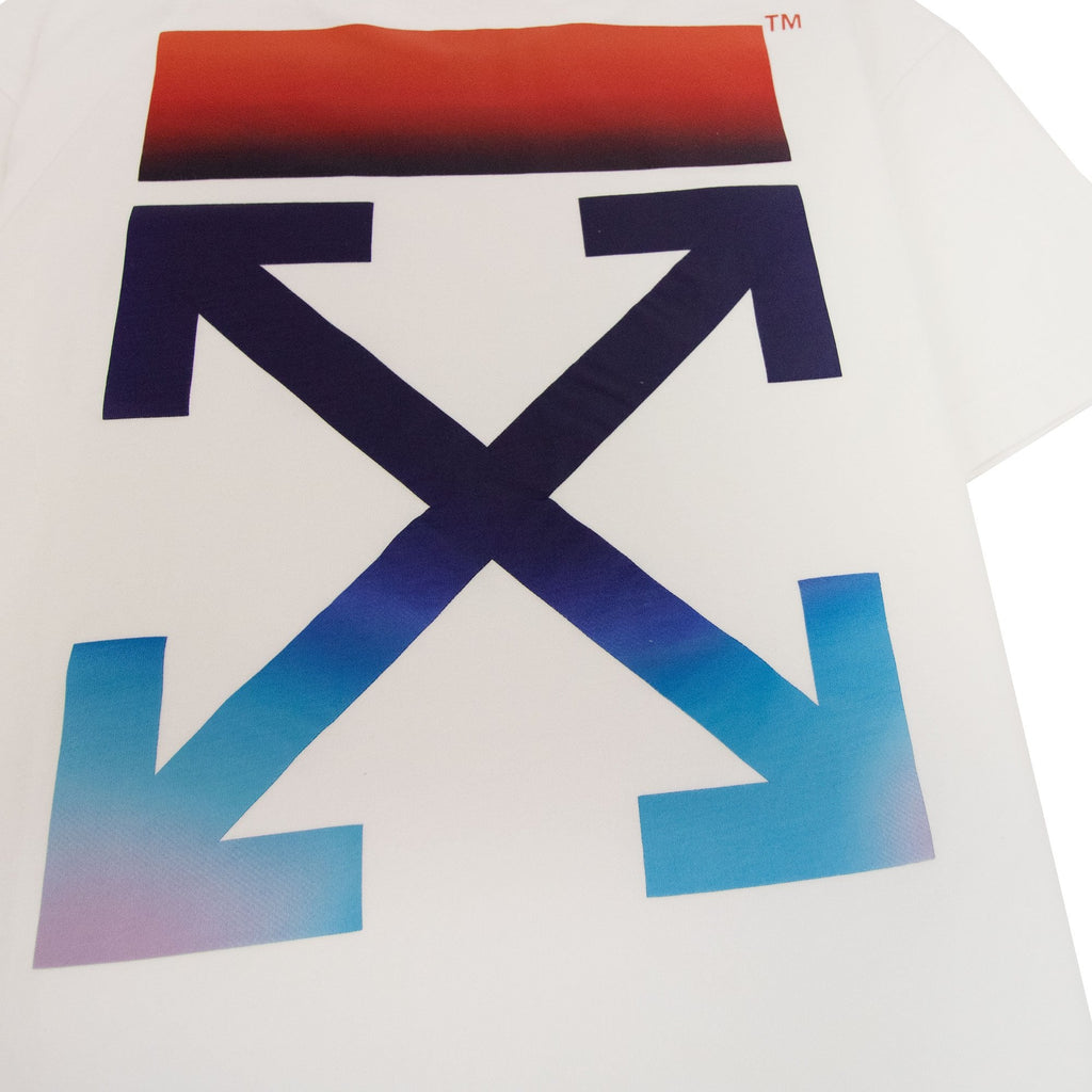 Off White Women Blue Red Arrow Casual T Shirt White Multi